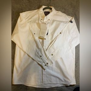 NWT Drake Sporting Oxford white vented long sleeve shirt - M
